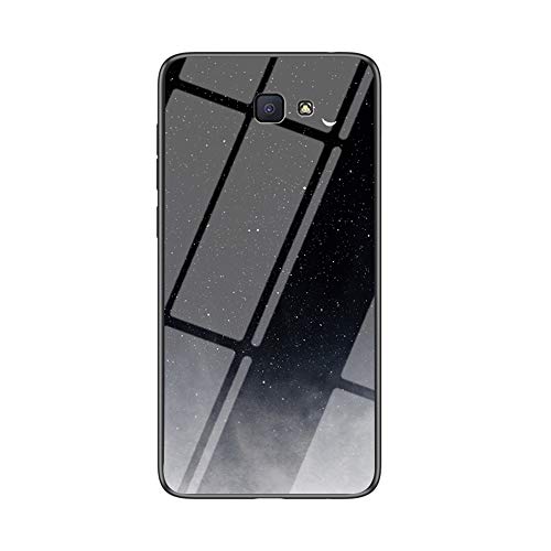 MadBee Funda para Samsung Galaxy J7 Prime [con Protector de Pantalla],9H Cristal Templado [Cielo Estrellado] + Borde de TPU Silicona Suave Fundas Case Cover (Cielo Estrellado Negro)