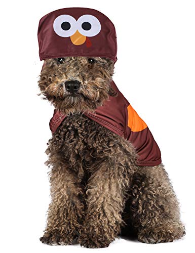 Impoosy Thanksgiving Dog Costume Pet Funny Turkey Cosstume Cloak Clothes Cat Cute Party Cape for Small to Large Dogs Cats Clothes (X-Large)