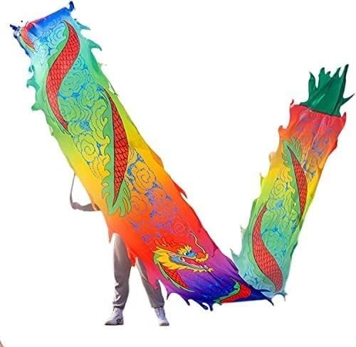 Dragon Ribbon Streamer,Dragon Silk Flowy,3D Colorful Dragon Silk Flowy Spinning & Shaking Kungfu Dragon Dance Silk Poi for Playing/Work Out Parent-Child Game Project Outdoor Park