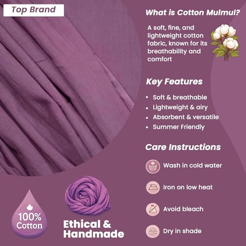 Image of 100% Pure Cotton Mulmul Fabric Material | Reusable Ultra Fine Mulmul Fabric | Lightweight Soft Smooth Piece Linning, Stole, Dupatta, Cushion Pillow Cover (Polignac Pink, 1 Meter)