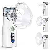Bntath Nebulizador Silencioso, Recargable USB-C, Máquina de Nebulizador Para Adultos y Niños, Con Pantalla Digital, Nebulizadorultrasónico Con 2 Máscaras y Una Boquilla – Gris
