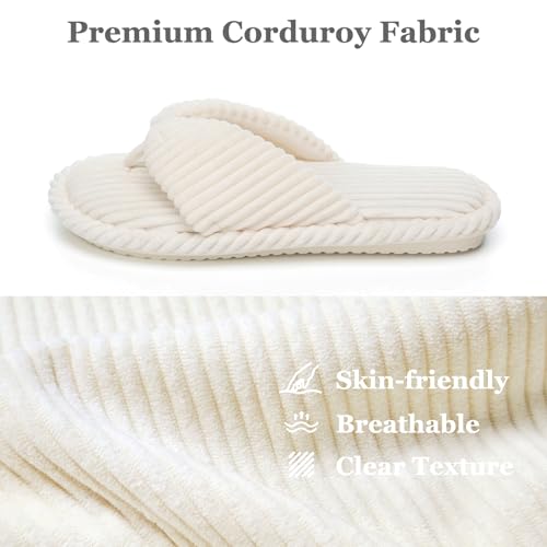 Womens Flip Flops Slippers with Memory Foam Cute Corduroy Bow House Slippers Indoors Outdoors Soft Anti-Skid Open Top4