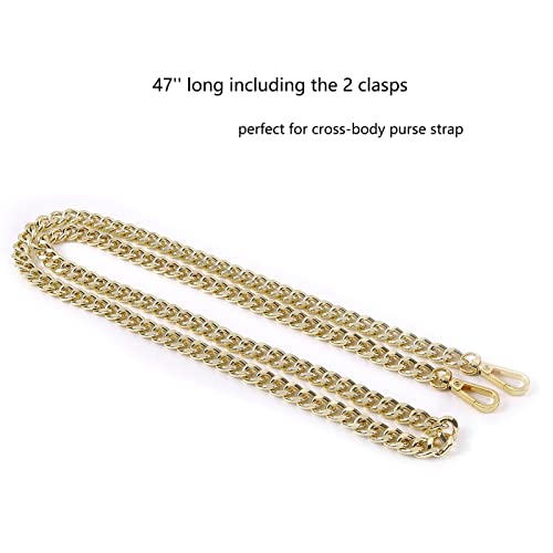 120cm Metal Crossbody Purse Chain Strap Replacement for Bag Handbag (Light Gold), 120Centimeter - Image 2