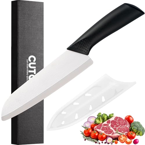 7-inch Ceramic Santoku Knife with Cover - Light, Precise, Sharp