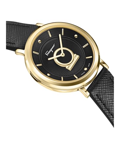 Ferragamo Minuetto Collection Luxury Womens Watch Timepieces with a Black Strap and Dial Featuring a Gold Case3