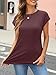 AUTOMET Women's Loose Fit Cap Sleeve Top, Comfort Crewneck Casual T-Shirt for Summer WineRed M
