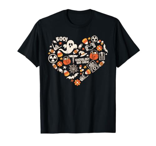 Divertido esqueleto de Radiology Boo Crew con forma de corazón, tecnología de rayos X, Halloween Camiseta