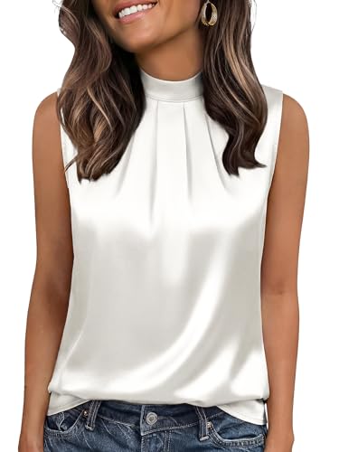 Funlingo Mock Neck Pleated Tank Top