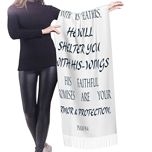 He Will Cover You With His Feathers Shawls And Wraps Scripture Bible Verse Floral Scarves Religious Inspirational Psalm 912