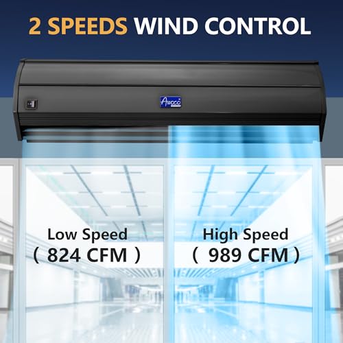 Awoco 42” Black Elegant 2 Speeds 1000 CFM Indoor Air Curtain, UL Certified, 120V Unheated with an Easy-Install Magnetic Door Switch by Awoco - Image 5