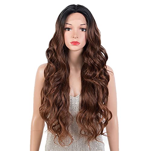 Perruque vague profonde blonde ombre en fibre haute température lace wig 18 pouces