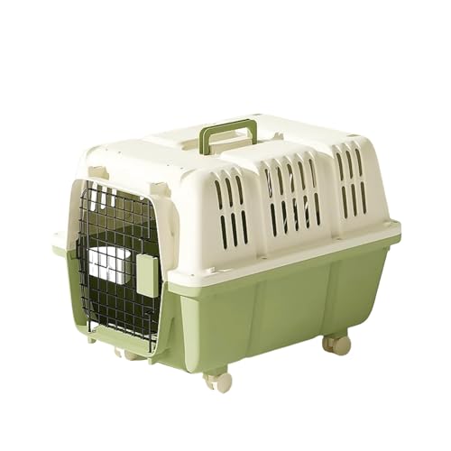 Diggly ペットキャリー 猫 キャリー 犬 ゲージ ハードキャリー 取手付き 室内用ハウス お出かけ 旅行 S/Mサイズ 小型犬〜中型犬 航空輸送対応ペットキャリーケース 通気性&組立簡単 ケージアウトボックス キャンピングキャリー (グリーン,L)