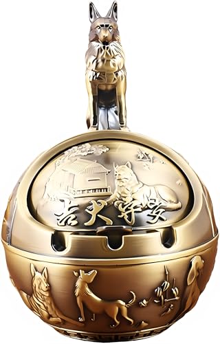 Stylitzy Vintage-Aschenbecher mit Deckel für Zigaretten, Metall,...