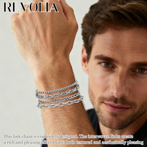 Set 8 pulseras de cadena de acero inoxidable para hombres y mujeres miniatura 6
