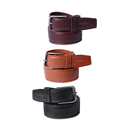 SORSHORE Men's Artificial Leather Belt (Black, Free Size) -Combo of 3