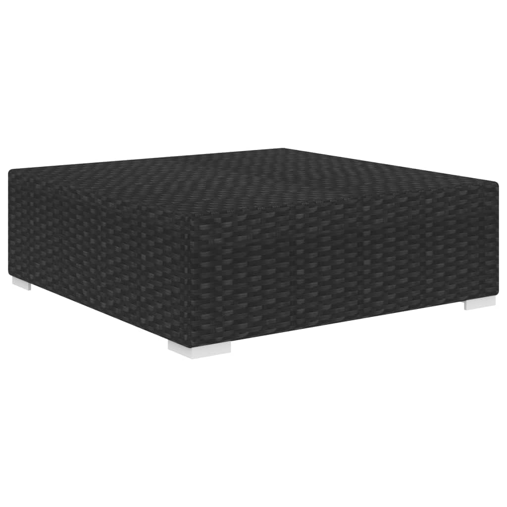 puraday Repose-pieds modulaire 1 pièce + Coussins en polyrotin noir Tabouret de jardin, balcon, meuble d'extérieur Tabouret en rotin, Tabouret de canapé, repose-pieds de jardin, design confortable et