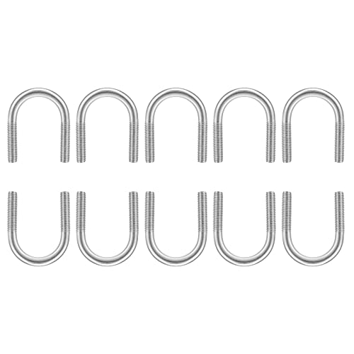 Image of DTGN 0.94 inchx1.57 inch(DXL) Round U-Bolts - 10Pack - Good for Construction Industry - 304 Stainless Steel Round Bend U Bolt - Silver
