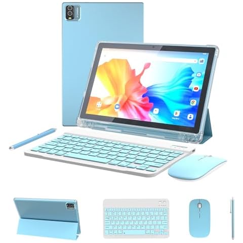 YQSAVIOR Tablet 10 inch Android 11 with Keyboard and Case, 6GB RAM 128GB ROM 1TB Expandable Tablet PC, IPS Screen, 2+8MP HD Camera, WiFi, BT 5.0, 1PCS(Blue) Cover