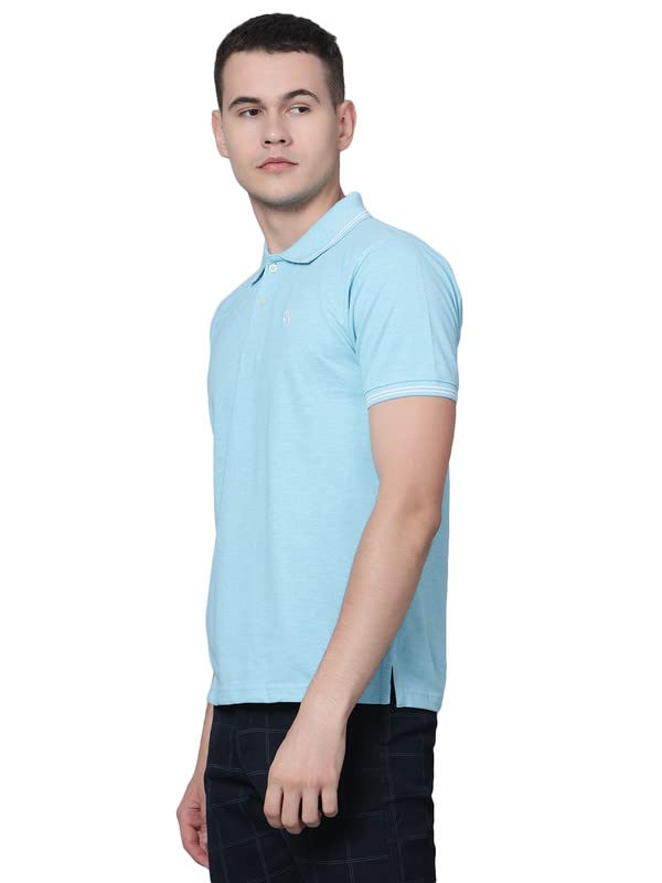 Image of Cantabil T-Shirt for Men l Breathable & Soft with Color Fastness Regular Fit Polo Neck Cotton Blend Fabric Solid Pattern