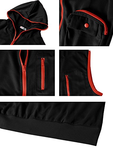 image for H2H Mens Daily Wear Fashion Active Slim fit Sleeveless Hoodie Zip with