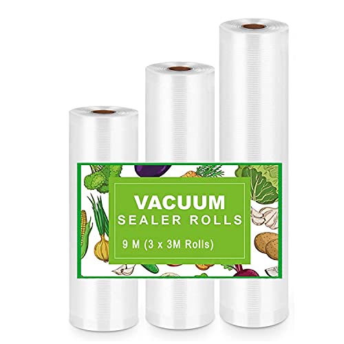 Vakuumierbeutel Vakuumierfolie 3 Rolle Vakuumbeutel Lebensmittel, Vakumierfolienrollen für alle Vakuumierer und Sous Vide geeignet, BPA frei Lebensmittelecht 15/20/25x300cm Cover
