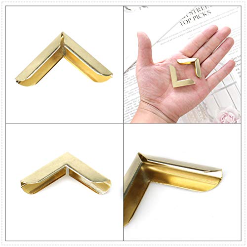 Image of uxcell 8pcs Box Corner Protectors Vintage Brass Tone Guard Edge Cover Scrapbook Album Jewelry Box Corner Decor