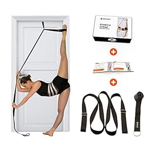 Stretch-Strap-with-Door-Anchor--Improve-Leg-Stretching-with-Door-Flexibility-Trainer-Perfect-Home-Equipment-for-Ballet-Dance-MMA-Taekwondo-Yoga-Gymnastics-Exercises-Booklet-Box-Included Stretching Strap With Door Anchor - Stretching Equipment To Improve Legs Flexibility - Splits Trainer For Home Ideal In Ballet, Dance, Cheerleading, Taekwondo, Yoga, Pole Dancing & Gymnastics
