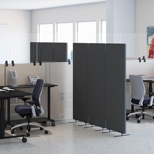 Stand Up Desk Store ReFocus Freestanding Noise Reducing Acoustic Room Wall Divider Office Partition (Ash Grey, 23.6" x 66", Zippered Extension Panel) - Thumbnail 3