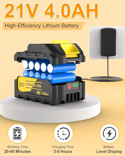 Image of 1080PSI CordlessPowerWasher with Foam Cannon for Car, Lane, Patio Cleaning, Yellow