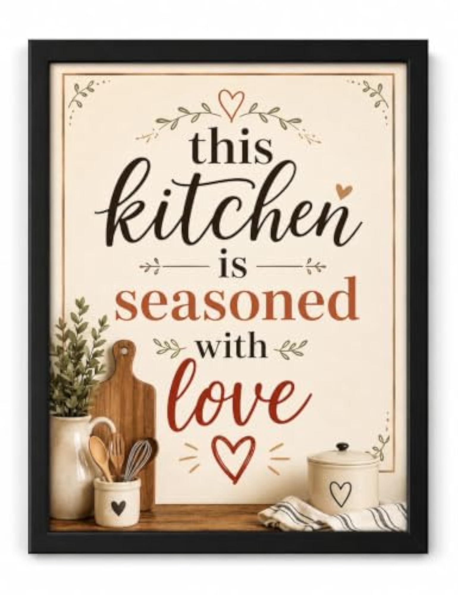 This Kitchen Is Seasoned With Love Framed Wall Poster