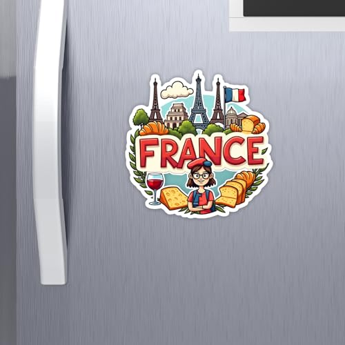 Image of Naxon France Country Theme Souvenir Wooden Refrigerator Stylish Fridge Magnet - Fridge Decoration Magnet for Kitchen & Home Decor | Perfect Souvenir Gift | Size 3x3 Inches | Pack of 1