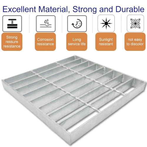 Image of Galvanized Steel Drain Grate, Driveway Channel Cover 12x12 in