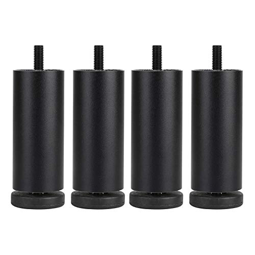 Sonakia Metal Furniture Legs, 4Pcs Table Feet, Aluminum Alloy Replacement Legs, Used for Bed, Cabinets, Bathroom, Cylindrical Sofa Feet, Adjustable Height, Stable, Can Load 300Kg,Black,18cm/7in
