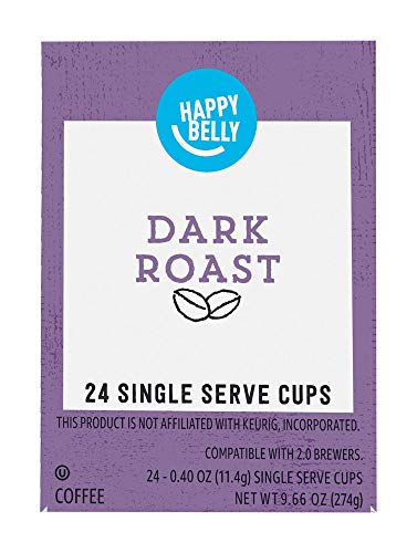Amazon Brand - Happy Belly Dark Roast Coffee Pods, Compatible with Keurig 2.0 K-Cup Brewers, 24 Count - image 1