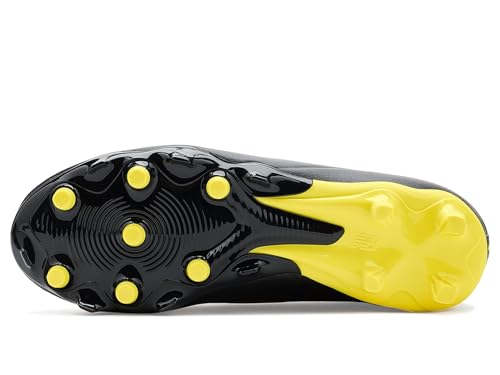 New Balance Kid's Tekela Team Low Jnr FG V5 Soccer Shoe, Black 100/Punch Yellow, 4 W Big Kid