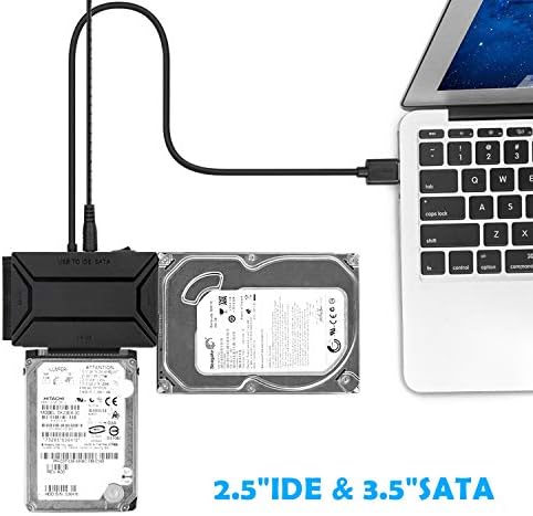 AGPTEK USB 3.0 to IDE/SATA Converter, Hard Drive Adapter with Power Switch for 2.5"/3.5" SATA/IDE SSD Hard Drive Disks & 5.25" CD/DVD Drives, Support 2TB, Include 12V 2A Power Adapter & USB 3.0 Cable