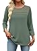 Womens Tops Dressy Casual Spring Going Out 3/4 Length Sleeve Boho Clothing Fall Fashion 2026 Business Casual Outfits Travel Vacation Dressy Blouses Dusty Green 3XL