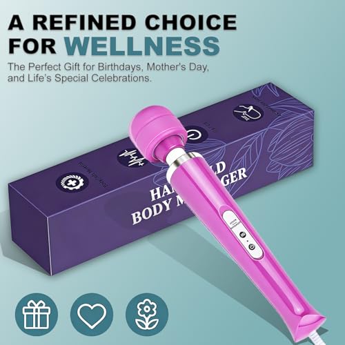 Image of Handheld Electric Back Massager, 10 Speed Wired Deep Tissue Vibrating Massager for Muscle Aches (Purple)