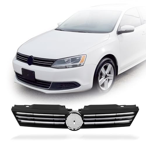 Perfit Liner Front Grille Grill With Chrome Molding Trim With Black Insert Compatible With 2011-2014 Volkswagen Jetta Sedan VW1200149 5C6853651AZLL