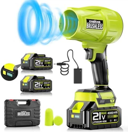 21V Cordless Leaf Blower with Dual Batteries & Fast Charger, 580000RPM Turbo Power