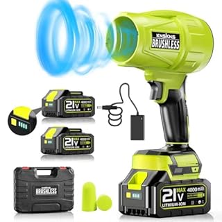 Leaf Blower Cordless with Battery and Charger,580000RPM Lightweight Mini Leaf Blower,21V Handheld Electric Blower with 2×4.0Ah Batteries & Fast Charger,Turbo Jet Blower for Lawn,Yard,Garage