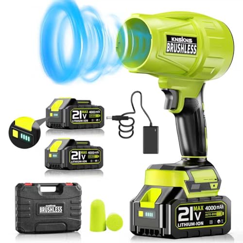 Leaf Blower Cordless with Battery and Charger,580000RPM Lightweight Mini Leaf Blower,21V Handheld Electric Blower with 2×4.0Ah Batteries & Fast Charger,Turbo Jet Blower for Lawn,Yard,Garage