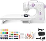 Sewing Machine with Extension Table, Mini Sewing Machine Portable Electric Sewing Machine, 12 Stitches Sewing Machine with LED Light, Sewing Accessory Kit, Ideal for Clothing, Pillowcases, Sheet