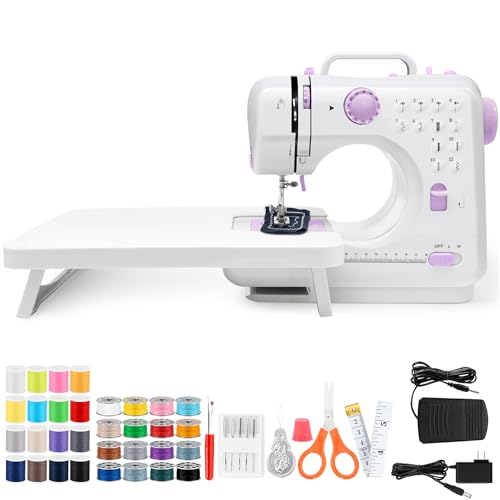 Sewing Machine with Extension Table, Mini Sewing Machine Portable Electric Sewing Machine, 12 Stitches Sewing Machine with LED Light, Sewing Accessory Kit, Ideal for Clothing, Pillowcases, Sheet by BUXFMHT - Used condition - CA$82.79