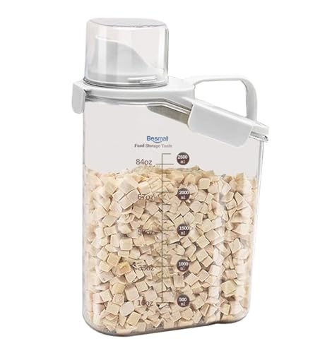 Besmall Recipientes para Cereales Almacenamiento de Alimentos Dispensador Cereales con Tapa Hermética, 2.8L recipientes de almacenamiento de plástico para guardar arroz, cereales, harina