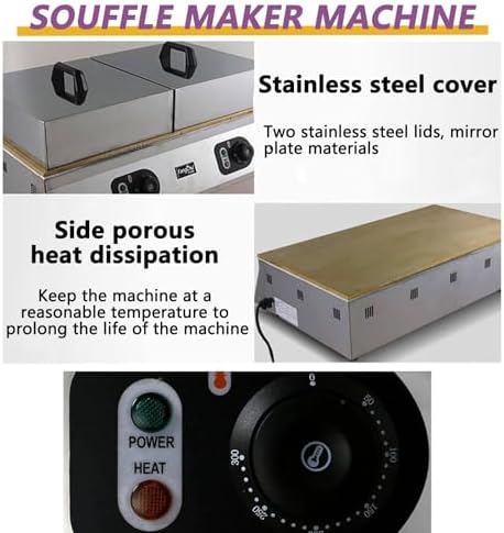 Waffle Maker Commercial Electric Souffle and Muffin Maker, Copper Heating Plate for Even Baking, Ideal for Restaurants and Snack Bars,Double Head