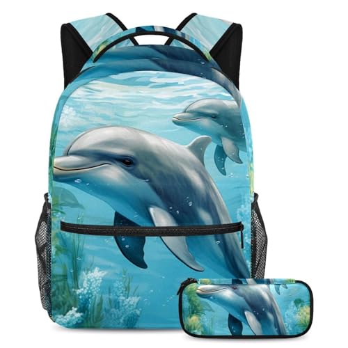 Sac à dos baleine bleu océan idéal pour l'école et les sorties week-end