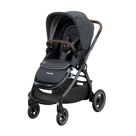 Maxi-Cosi Adorra 2 Cochecito bebe reclinable y plegable con tamaño compacto, Silla de paseo hasta 22 kg para niños 0- 4 años, capota grande y cesta de compra hasta 5 kg, color essential graphite