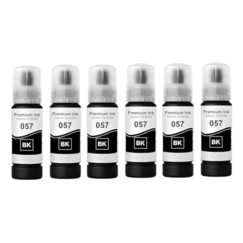 Image of Refill Ink 057 Compatible with Epson L8050, L18050, L8150W Printer (057 Black Ink 6 Pcs)