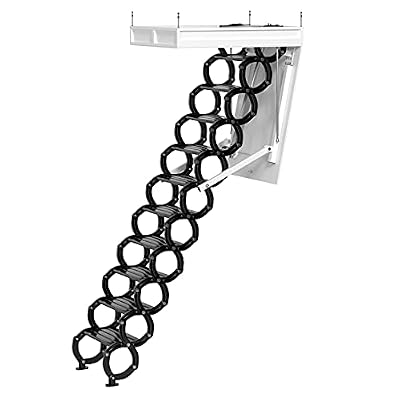 Bruce & Shark Electirc Attic Ladder Aluminum Folding 12ft with Remote for Loft